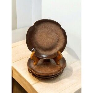 Vtg Set Of 4 Frankoma Plainsman Brown 5 3/4" Round Flat Bread Saucer 5E Plates